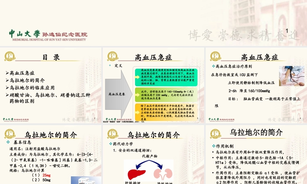 注射用盐酸乌拉地尔PPT参考幻灯片