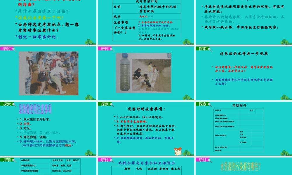 春六年级科学下册 第四单元 环境和我们 7考察家乡的自然水域教学课件 教科版-教科版小学六年级下册自然科学课件