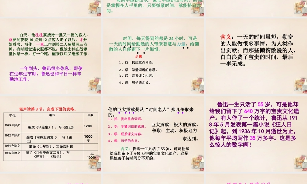 春五年级语文下册 2《鲁迅与时间》课件1 沪教版-沪教版小学五年级下册语文课件