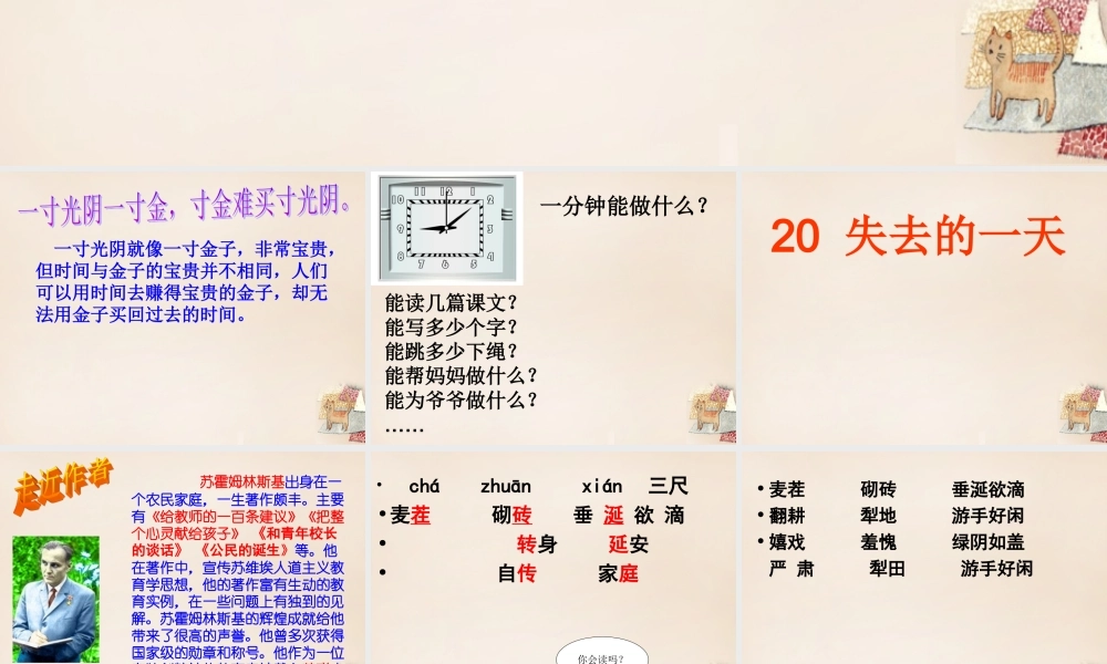 春五年级语文下册 3《失去的一天》课件2 沪教版-沪教版小学五年级下册语文课件