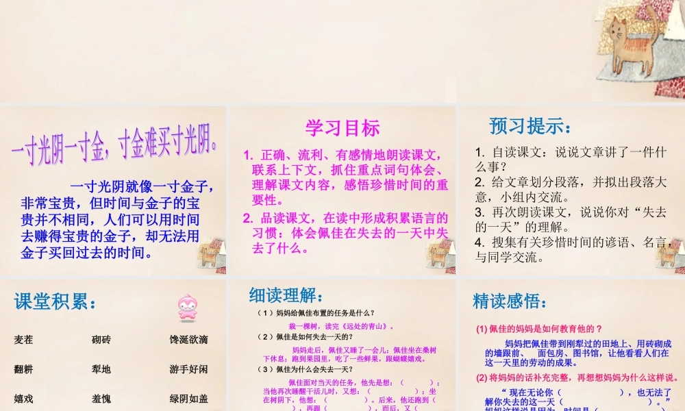 春五年级语文下册 3《失去的一天》课件3 沪教版-沪教版小学五年级下册语文课件