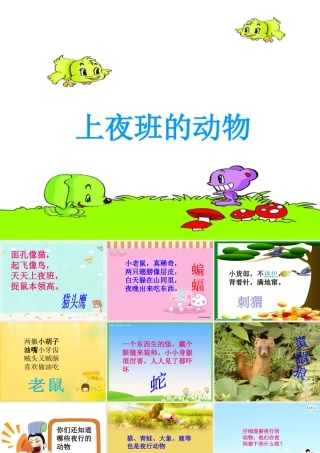 秋三年级科学上册 4.3《上夜班的动物》课件1 大象版-大象版小学三年级上册自然科学课件