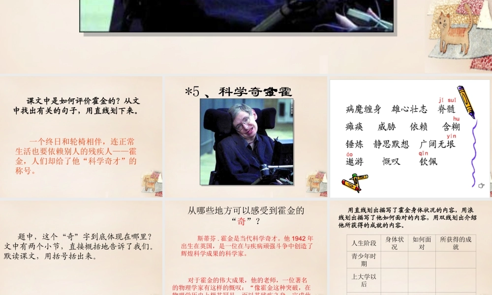 春五年级语文下册 5《科学奇才霍金》课件2 沪教版-沪教版小学五年级下册语文课件