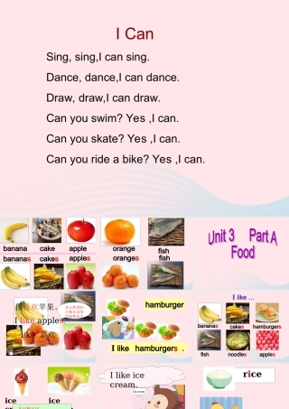 春三年级英语下册 Unit 3 Food课件1 闽教版（三起）-闽教版小学三年级下册英语课件