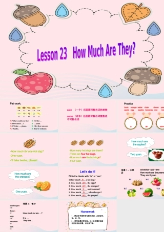 春三年级英语下册 Unit 4 Food and Restaurants Lesson 23 How Much Are They课件 冀教版（三起）-冀教版小学三年级下册英语课件