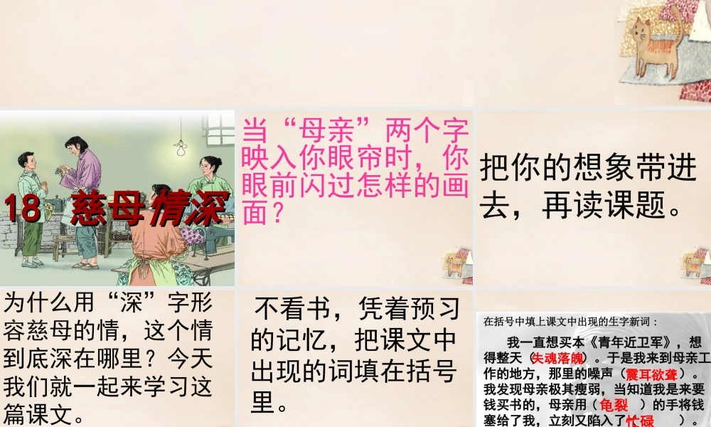 春五年级语文下册 11《慈母情深》课件1 沪教版-沪教版小学五年级下册语文课件