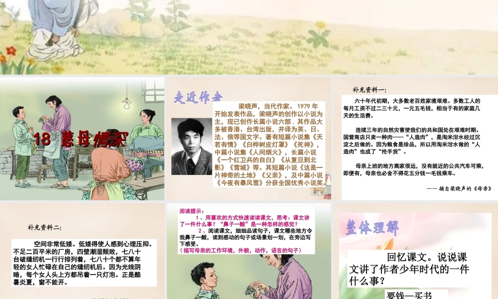 春五年级语文下册 11《慈母情深》课件2 沪教版-沪教版小学五年级下册语文课件