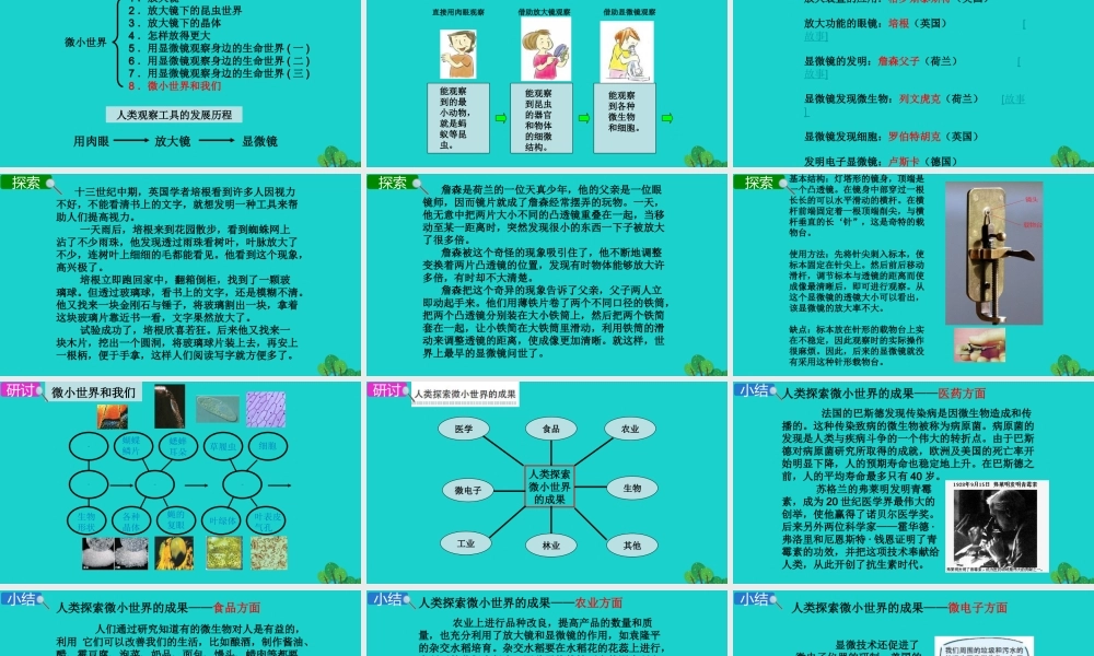 春六年级科学下册 第一单元 微小世界 8微小世界和我们教学课件 教科版-教科版小学六年级下册自然科学课件