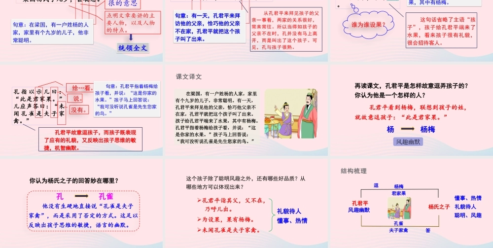 春五年级语文下册 第八单元 21《杨氏之子》课堂教学课件 新人教版-新人教版小学五年级下册语文课件