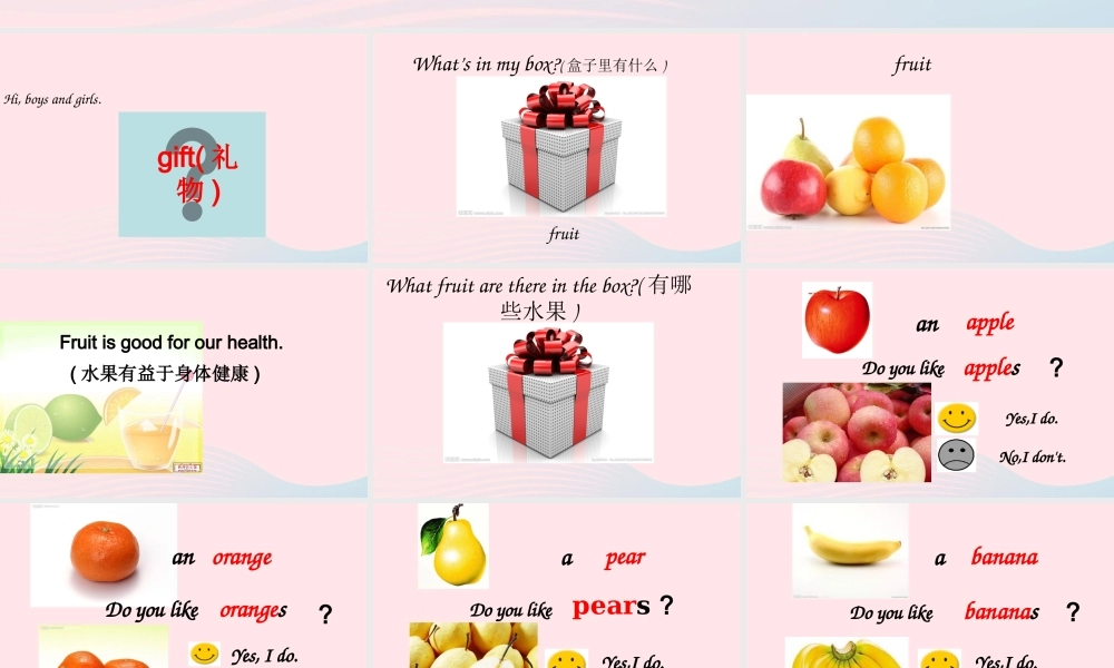 春三年级英语下册 Unit 5 Do you like pears Part A let’s learn教学课件 人教PEP-人教PEP小学三年级下册英语课件