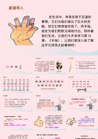 春五年级语文下册 第八单元 22《手指》课堂教学课件 新人教版-新人教版小学五年级下册语文课件