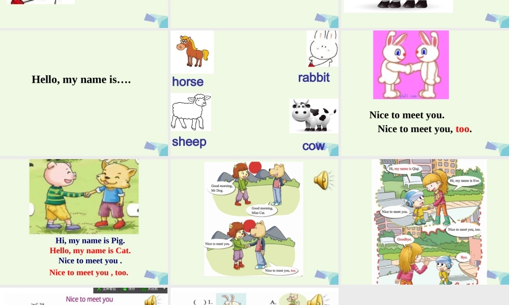 秋三年级英语上册 Lesson 3 Nice to meet you课件1 科普版-人教版小学三年级上册英语课件