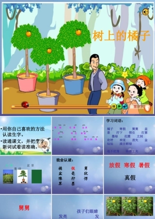春二年级语文下册 第四单元 第12课《树上的橘子》课件1 冀教版-冀教版小学二年级下册语文课件