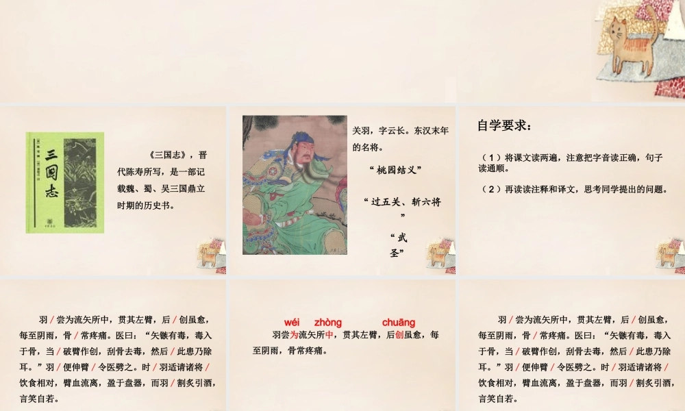 春五年级语文下册 33《关羽刮骨疗毒》课件3 沪教版-沪教版小学五年级下册语文课件