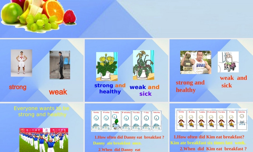 春六年级英语下册 Lesson 9《Eat more vegetables and fruit》课件2 （新版）冀教版（三起）-（新版）冀教版小学六年级下册英语课件