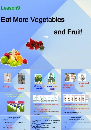 春六年级英语下册 Lesson 9《Eat more vegetables and fruit》课件2 （新版）冀教版（三起）-（新版）冀教版小学六年级下册英语课件