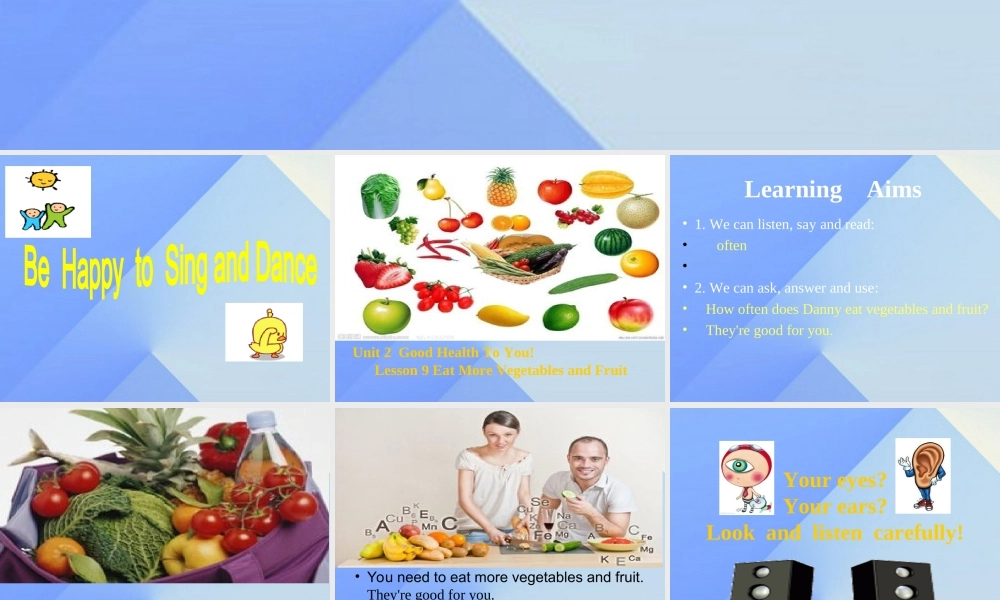 春六年级英语下册 Lesson 9《Eat more vegetables and fruit》课件4 （新版）冀教版（三起）-（新版）冀教版小学六年级下册英语课件