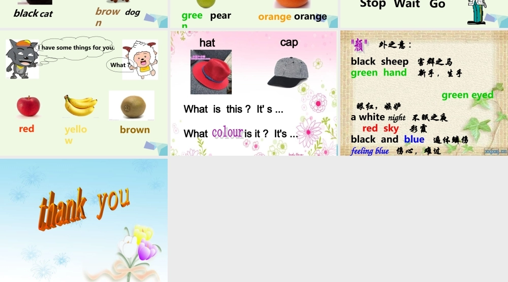 秋三年级英语上册 Lesson 9 What colour is the cap课件1 科普版-人教版小学三年级上册英语课件