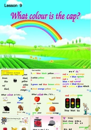 秋三年级英语上册 Lesson 9 What colour is the cap课件1 科普版-人教版小学三年级上册英语课件