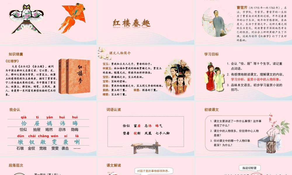 春五年级语文下册 第二单元 8《红楼春趣》课堂教学课件 新人教版-新人教版小学五年级下册语文课件