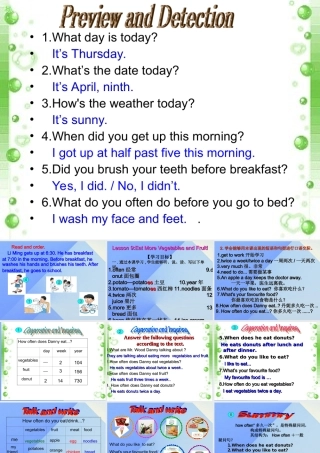 春六年级英语下册 Lesson 9《Eat more vegetables and fruit》课件5 （新版）冀教版（三起）-（新版）冀教版小学六年级下册英语课件