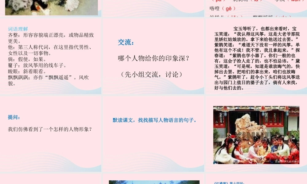春五年级语文下册 第二单元 8红楼春趣课件 新人教版-新人教版小学五年级下册语文课件