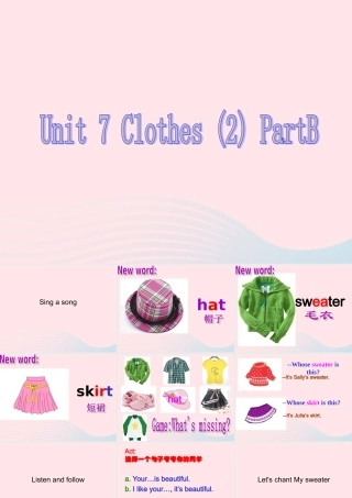 春三年级英语下册 Unit 7 Clothes（2）课件1 闽教版（三起）-闽教版小学三年级下册英语课件