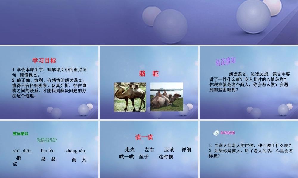 春二年级语文下册 第五单元 第18课《找骆驼》教学课件 冀教版-冀教版小学二年级下册语文课件