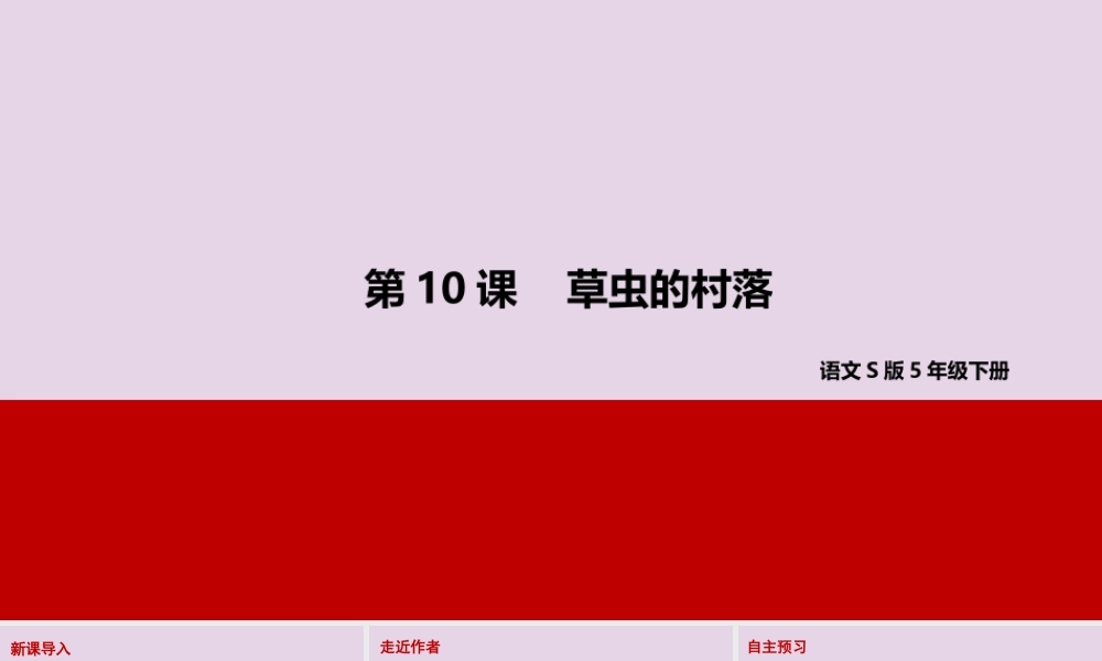 春五年级语文下册 第二单元 10 草虫的村落教学课件 语文S版-语文S版小学五年级下册语文课件