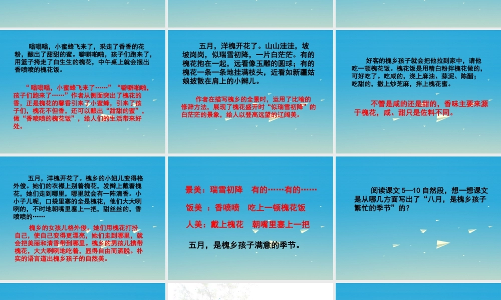 春五年级语文下册 第1课《槐乡的孩子》课件 冀教版-冀教版小学五年级下册语文课件