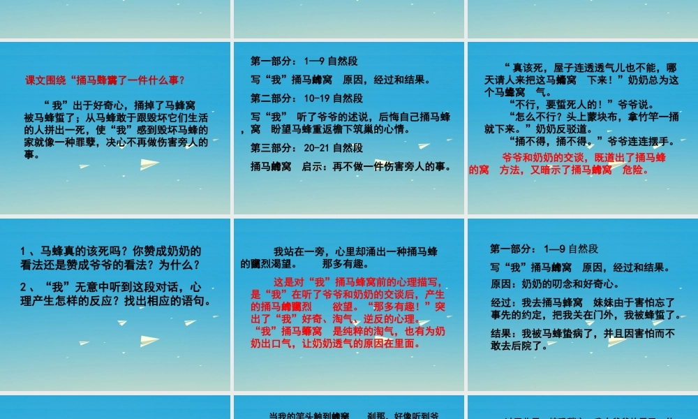 春五年级语文下册 第2课《捅马蜂窝》教学课件 冀教版-冀教版小学五年级下册语文课件