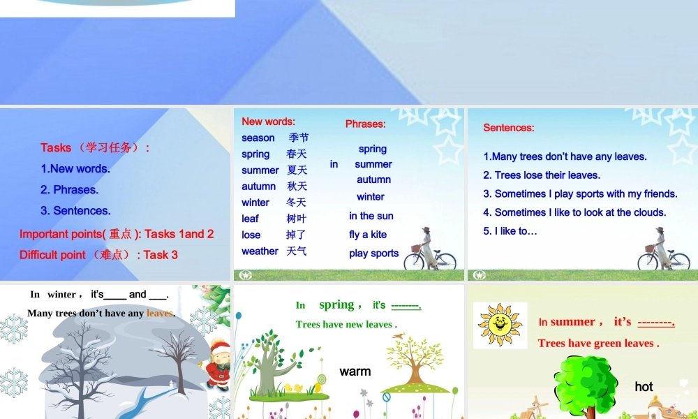 春六年级英语下册 Lesson 13《Summer is coming》课件3 （新版）冀教版（三起）-（新版）冀教版小学六年级下册英语课件