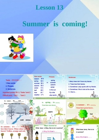 春六年级英语下册 Lesson 13《Summer is coming》课件3 （新版）冀教版（三起）-（新版）冀教版小学六年级下册英语课件