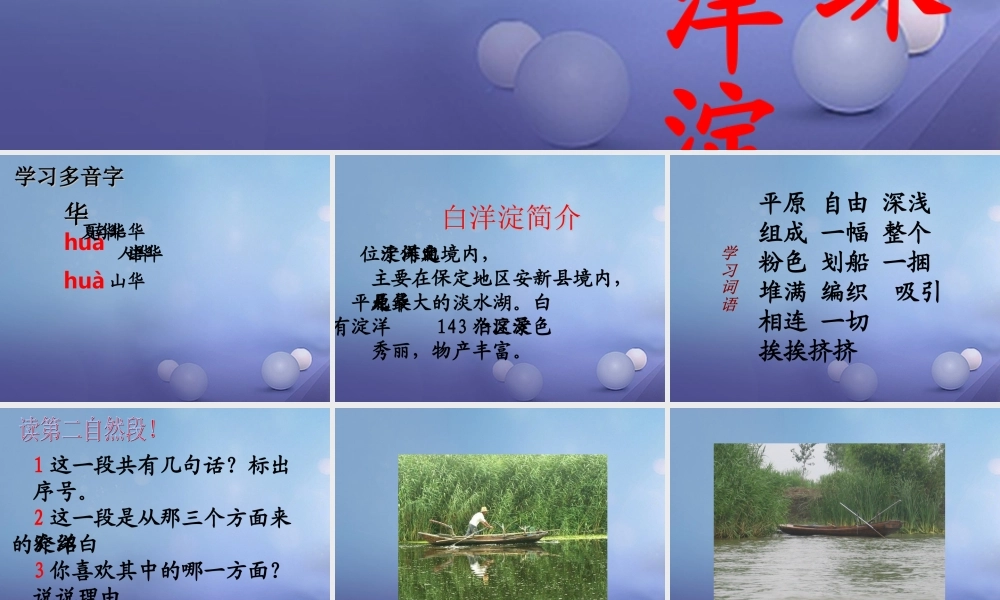 春二年级语文下册 第一单元 第3课《华北明珠白洋淀》教学课件 冀教版-冀教版小学二年级下册语文课件