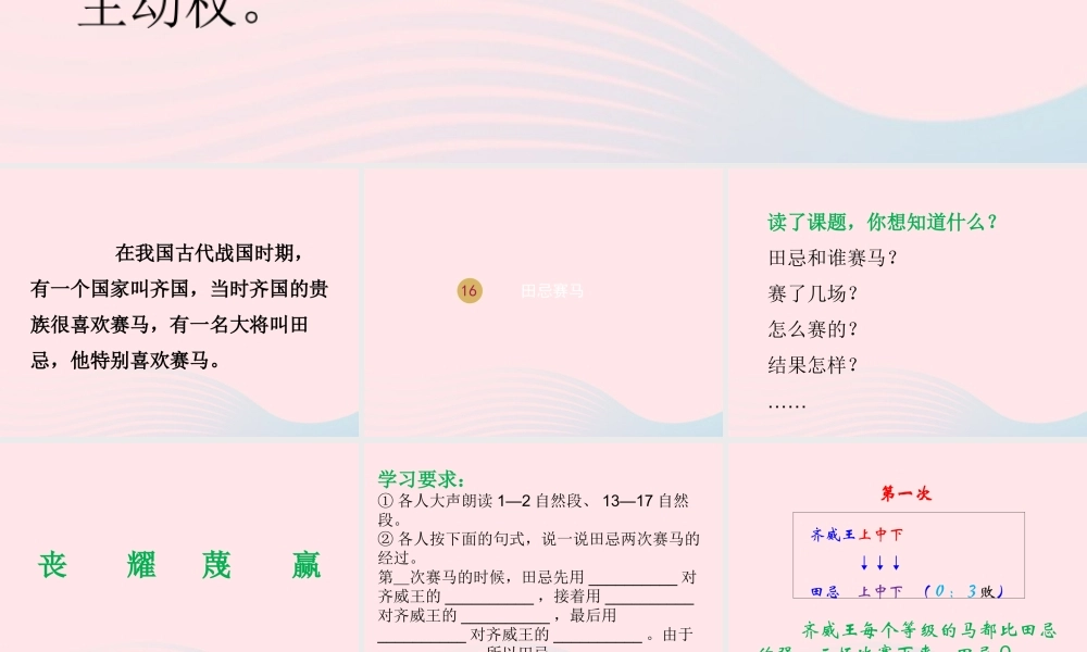 春五年级语文下册 第六单元 16田忌赛马课件 新人教版-新人教版小学五年级下册语文课件