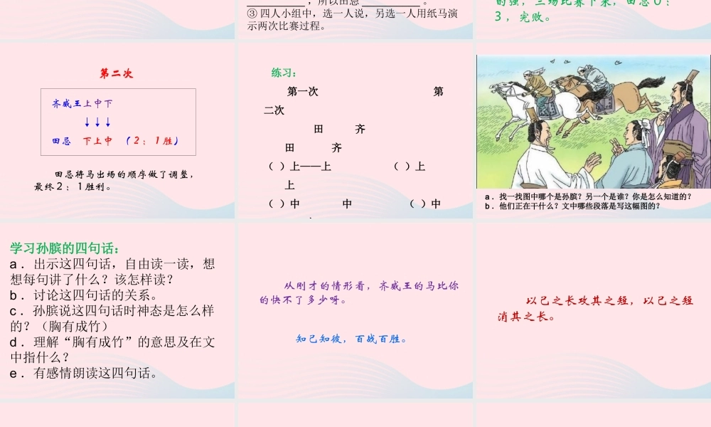 春五年级语文下册 第六单元 16田忌赛马课件 新人教版-新人教版小学五年级下册语文课件