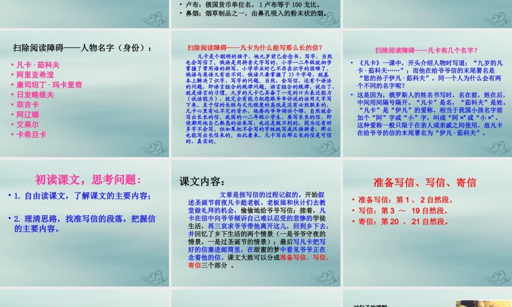 春五年级语文下册 第5单元 心愿（1）《凡卡》教学课件 北师大版-北师大版小学五年级下册语文课件