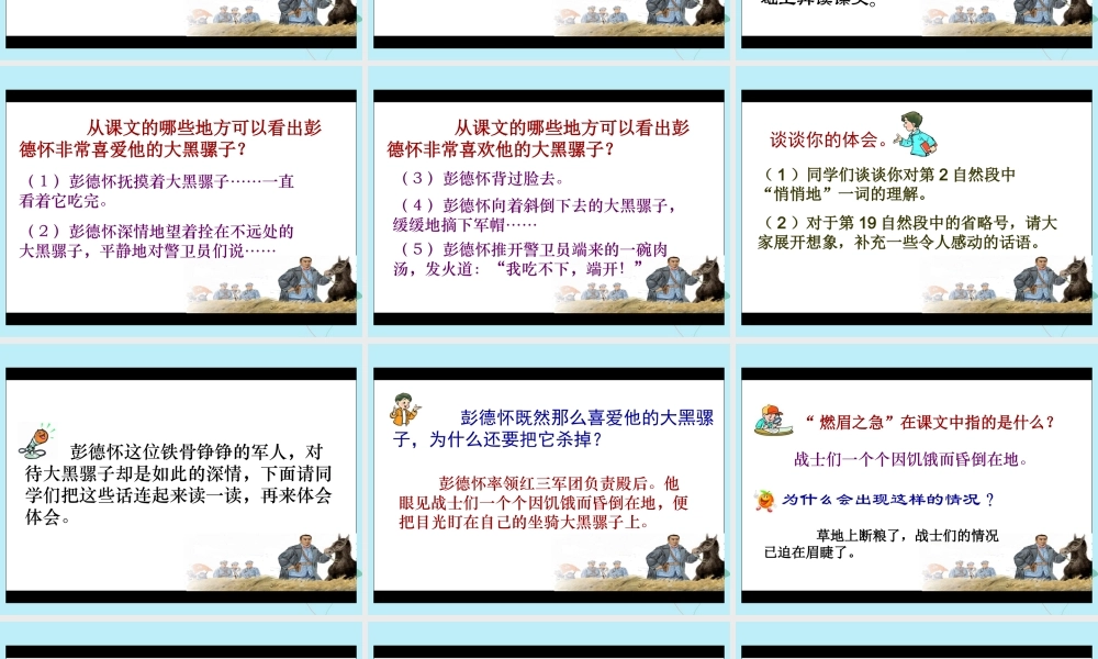 春五年级语文下册 第六单元 22 彭德怀和他的大黑骡子教学课件 苏教版-苏教版小学五年级下册语文课件