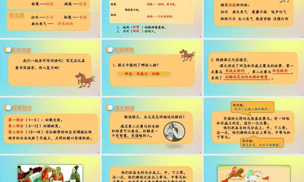 春五年级语文下册 第六单元 第16课 田忌赛马教学课件 新人教版-新人教版小学五年级下册语文课件