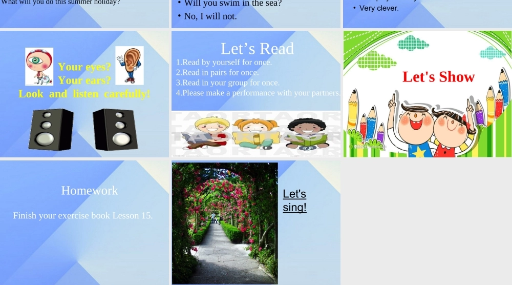 春六年级英语下册 Lesson 17《Danny’s summer holiday》课件1 （新版）冀教版（三起）-（新版）冀教版小学六年级下册英语课件