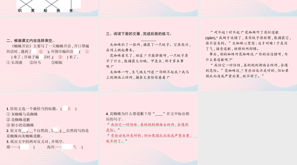 春二年级语文下册 课文6 20蜘蛛开店课件 新人教版-新人教版小学二年级下册语文课件