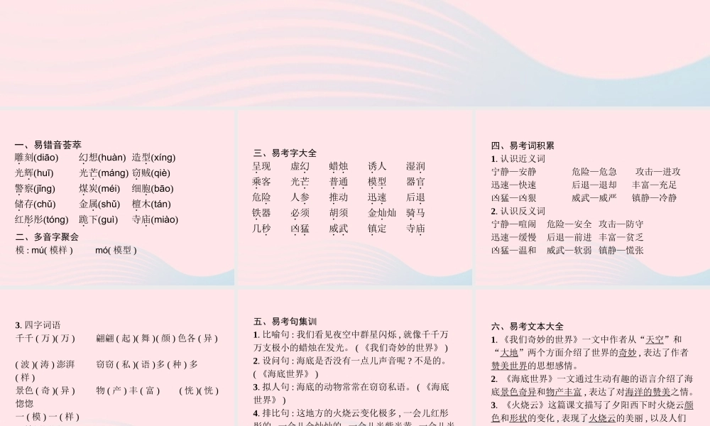 春三年级语文下册 第7单元知识盘点习题课件 新人教版-新人教版小学三年级下册语文课件