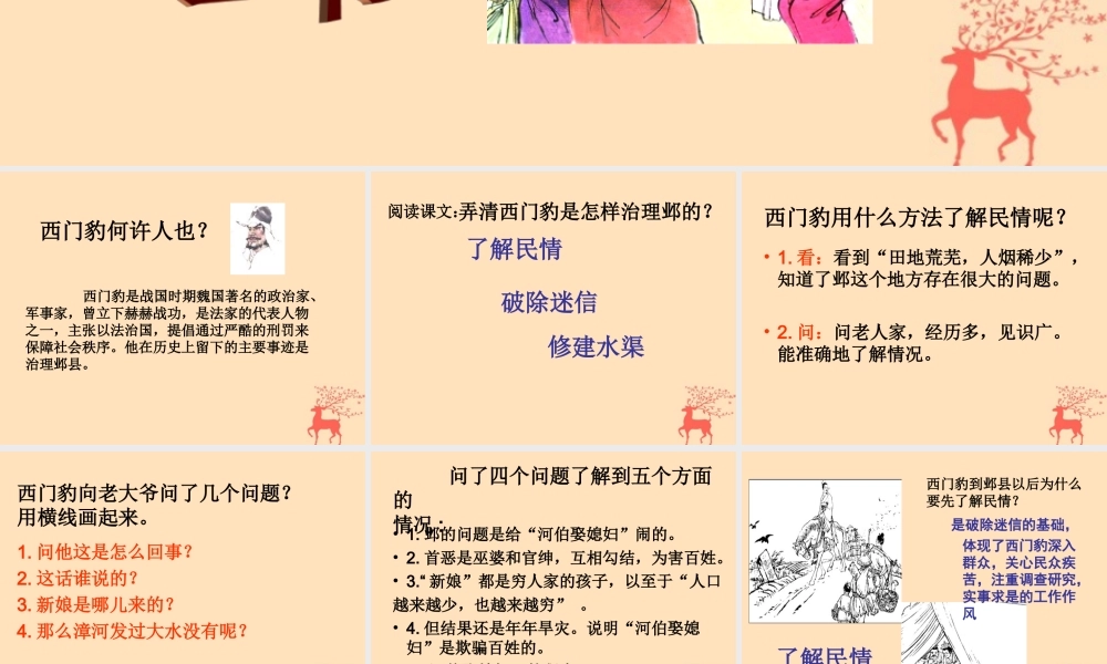 春五年级语文下册 第9单元 破除迷信（1）《西门豹治邺》教学课件 北师大版-北师大版小学五年级下册语文课件