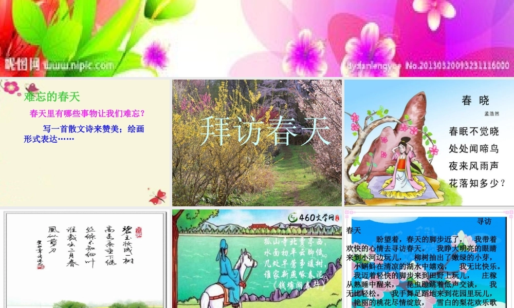 春五年级科学下册 1.2《探访春天》课件1 大象版-大象版小学五年级下册自然科学课件