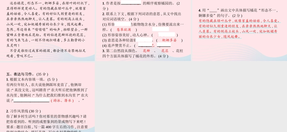 春五年级语文下册 第七单元测试卷习题课件 新人教版-新人教版小学五年级下册语文课件