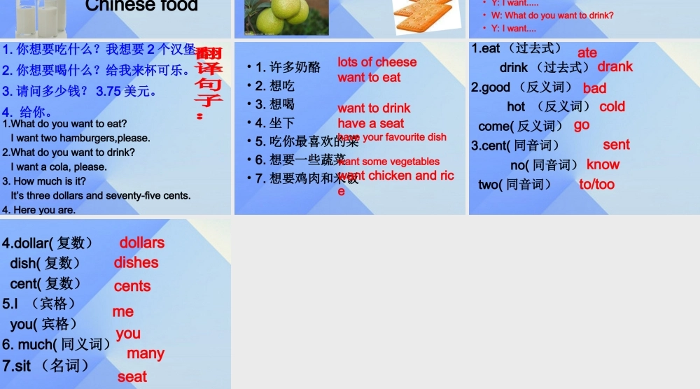 春六年级英语下册 Module 1 Unit 2《What do you want to eat》课件1 （新版）外研版（一起）-（新版）外研版小学六年级下册英语课件