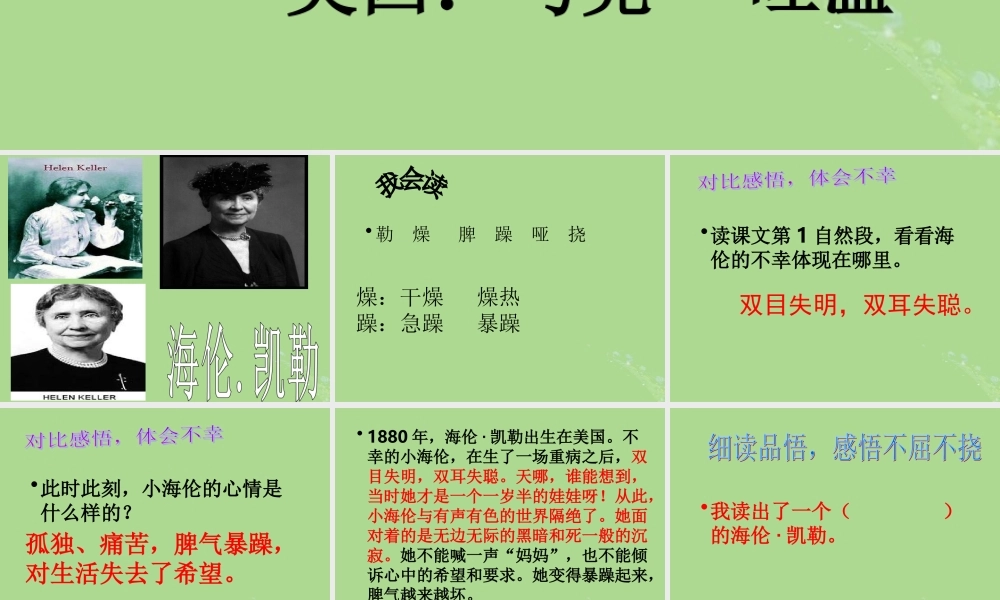 春五年级语文下册 第三单元 9 海伦 凯勒教学课件 苏教版-苏教版小学五年级下册语文课件