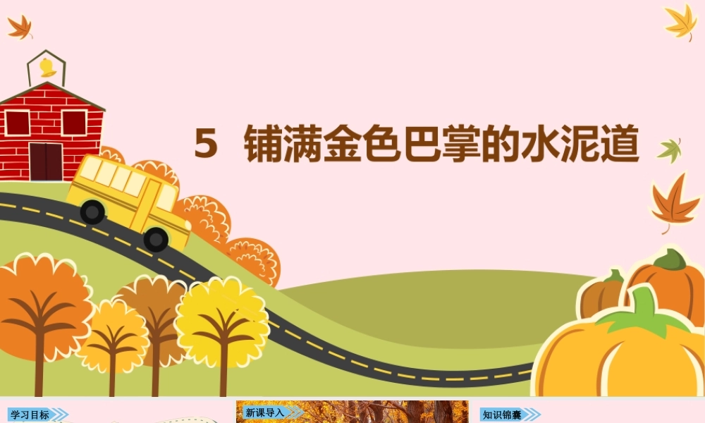 秋三年级语文上册 第二单元 5《铺满金色巴掌的水泥道》课堂教学课件 新人教版-新人教版小学三年级上册语文课件