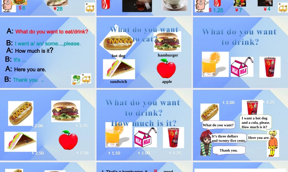 春六年级英语下册 Module 1 Unit 2《What do you want to eat》课件3 （新版）外研版（一起）-（新版）外研版小学六年级下册英语课件