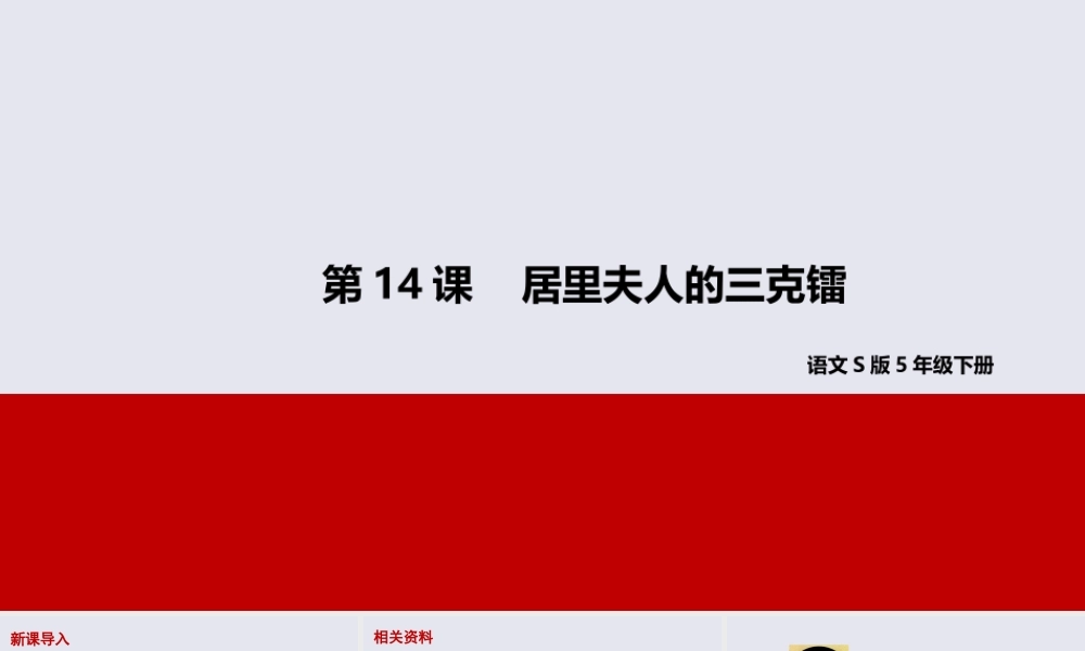 春五年级语文下册 第三单元 14 居里夫人的三克镭教学课件 语文S版-语文S版小学五年级下册语文课件